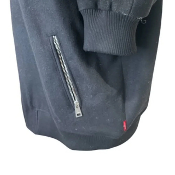 Levi’s Black Wool Blend Zip Front Varsity Bomber Jacket Women’s Size XL EUC - Picture 8 of 13